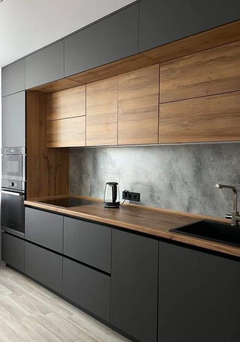 Mens Modern Apartment, Slab Cabinet Kitchen, Kuzhina Moderne, Loft Kitchens, Cozy Room Ideas, Room Ideas For Men, Vibey Apartment, Room Ideas For Men Bedroom, Men Bedroom