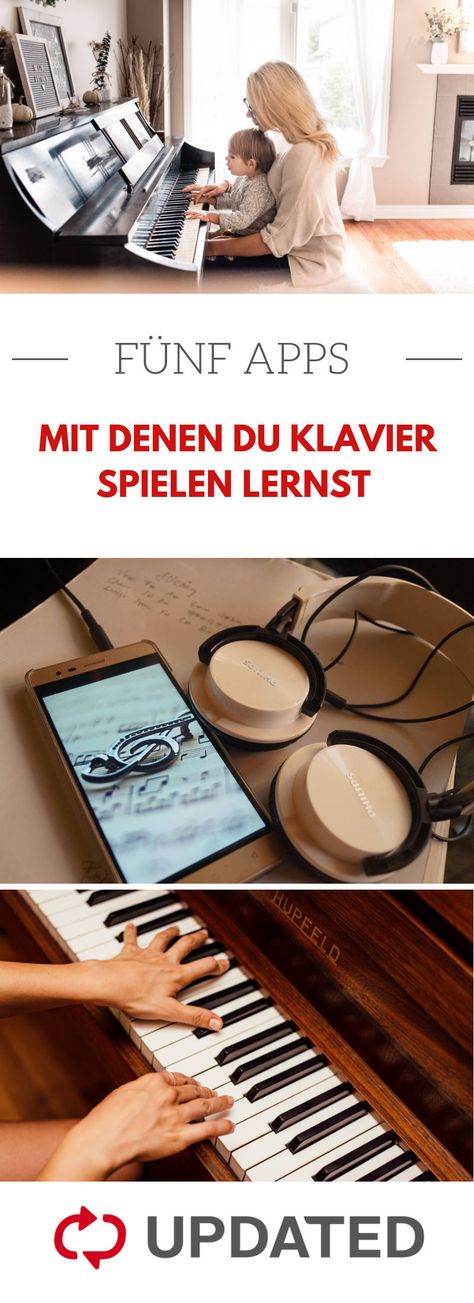 Du möchtest lernen Klavier zu spielen? Oder dein Spiel verbessern? Apps können dir dabei helfen. UPDATED stellt dir fünf Apps zum Klavierspielen vor. #klavier #musik #lernen #spielen #apps #updated Playing Piano, Piano Lessons, Amelie, Digimon, Keyboard, Piano, Ipad, Zara, Education