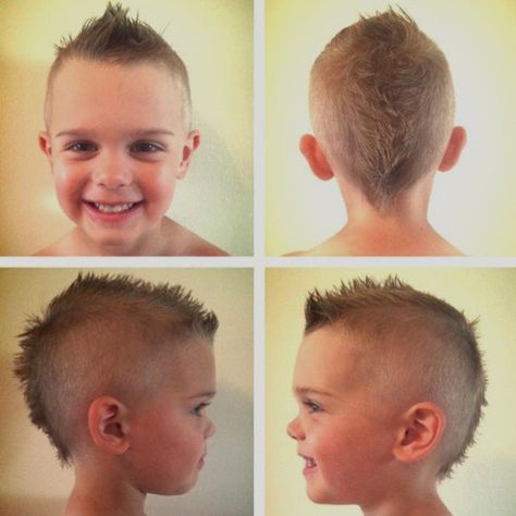 little boys' short mohawk Toddler Mohawk, Boys Mohawk, Short Mohawk, Mohawk Haircut, Boy Haircuts Short, Toddler Haircuts, Mohawk Styles, Toddler Boy Haircuts