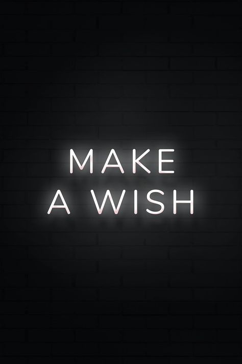 Make a wish neon white text on black background | free image by rawpixel.com / Hein Neon White Aesthetic, Black And White Quotes Aesthetic, Black Asthetics, Black Background Quotes, Typography Black And White, Black And White Text, Birthday Typography, Neon Typography, Neon Black