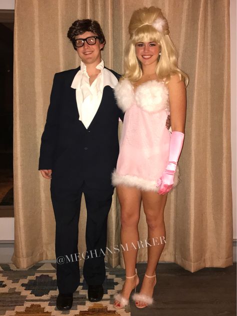 Homemade Halloween Costume - Austin Powers and Fembot #halloween #couplescostume #bestcouplescostume #halloweencostume #austinpowers #fembot Halloween Costume Austin Powers, Austin Powers Couples Costume Fembot, Fem Bot Austin Powers, Austin Powers Costume Couple, Fem Bot Costume Austin Powers, Austin Powers And Fembot Costume, Fem Bot Costume, Fem Bots Costume, Austin Powers Couples Costume