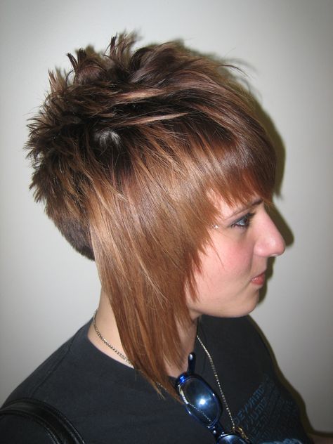 Spiky Mullet, Spikey Hairstyles, Unisex Haircuts, Concave Bob Hairstyles, Concave Bob, Mentor Ohio, Hair Fringe, Shaved Hairstyles, Angled Bobs