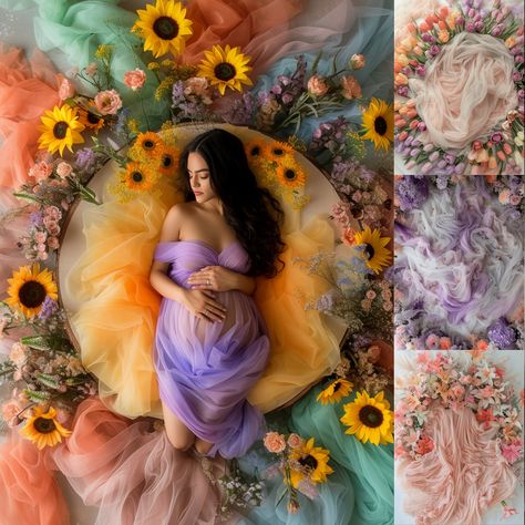 Floral Maternity Shoot Ideas, Floral Family Photoshoot, Flower Garden Maternity Photos, Fairy Maternity Photoshoot, Mother Nature Maternity Shoot, Unique Maternity Pictures Creative, Maternity Shoot Hairstyles, Best Friend Pregnancy Pictures, Maternity Photography Flowers