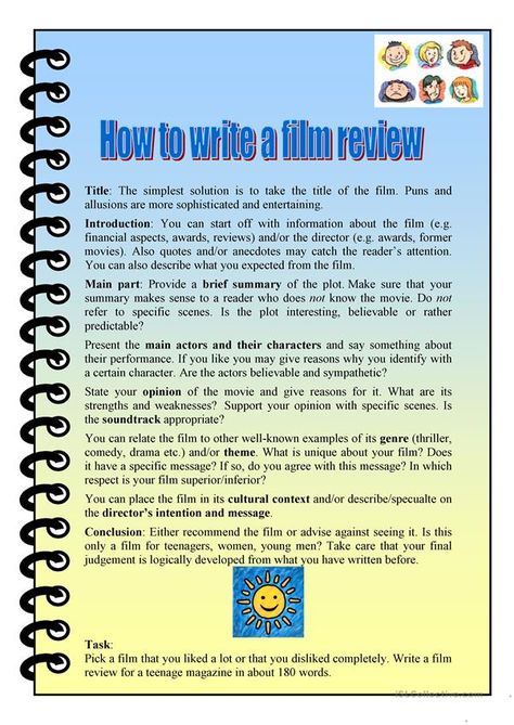 how to write a film review - English ESL Worksheets for distance learning and physical classrooms 1000 Word Essay, Essay Writing Examples, Writing Support, Review Essay, Paper Writer, Best Essay Writing Service, Critical Essay, Essay Writing Skills, Admissions Essay