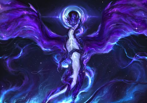 princess of stars, Aster Clarke on ArtStation at https://www.artstation.com/artwork/xJ5ONm Star Creature Fantasy Art, Astral Dragon Art, Cosmic Dragon Fantasy Art, Galaxy Dragon Art, Dnd Purple Dragon, Celestial Dragon Art, Cosmic Dragon Art, Space Dragon Art, Void Goddess