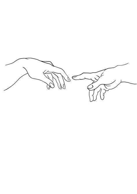 Hands Almost Touching Drawing, Fingers Touching Tattoo, Hands Touching Tattoo, Two Hands Tattoo, Creation Of Adam Tattoo, Adam Tattoo, Hand Outline, Embroidered Canvas Art, Minimal Drawings