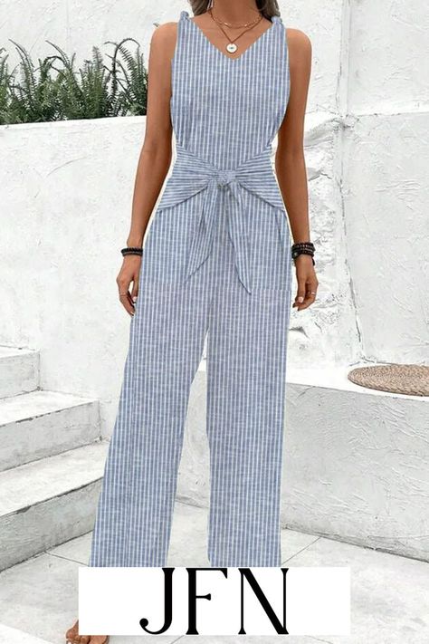 Get Exclusive 20% Off Now! CODE: GG20. Buy smart and save big with our limited-time women's clothing promotions. Shop now for timeless Grace and glamour. Womens Dress Tops, Fall Pants, Cotton Jumpsuit, Casual Summer Tops, Striped Jumpsuit, Long Jumpsuits, Casual Stripes, Casual Jumpsuit, Sleeveless Jumpsuits