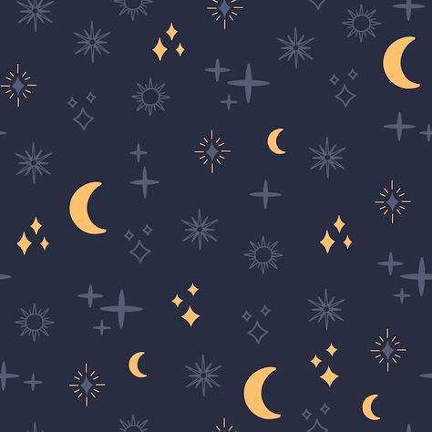 Astrology seamless pattern, celestial mo... | Premium Vector #Freepik #vector #moon-doodle #moon-pattern #boho-pattern #bohemian-pattern Moon Doodle, Celestial Pattern, Moon Pattern, Boho Patterns, Moon And Stars, Book Binding, Vector Photo, Floral Shirt, Star Patterns