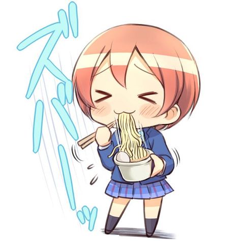 Hoshizora Rin (750x750 226 kB.) Anime Eating Ramen, Chibi Eating, Fire Emblem Lyn, Anime Eating, Rin Hoshizora, Eating Ramen, Chibi Girl, Kawaii Chibi, Chibi Drawings