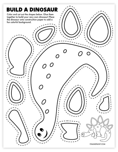 build a dinosaur Fossil Activities For Preschoolers, Build Your Own Dinosaur Craft, Build Your Own Dinosaur, Activity Sheet For Preschoolers, Dinosaur Art For Preschoolers, Preschool Crafts Dinosaurs, How To Catch A Dinosaur Activities, Dinosaur Stencil Printable, Pre K 3 Worksheets