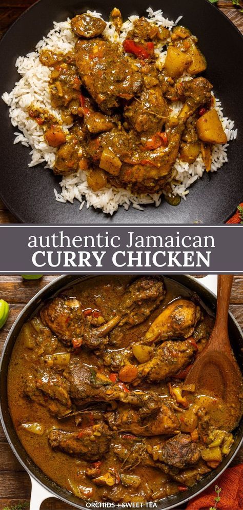 Healthy Jamaican Dinner Recipes, Jamaican Jerk Chicken And Rice, Easy Apartment Dinners, Jamaican Curry Recipes, Chicken Leg Indian Recipes, Indian Meal Recipes, Authentic Jamaican Curry Chicken, Curry Chicken Recipes Jamaican Crock Pot, Slow Cooker Jamaican Curry Chicken