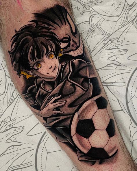 Blue Lock Tattoo Ideas, Soccer Tattoos Ideas, Blue Lock Tattoo, Soccer Tattoos, Lock Tattoo, Los Angeles Tattoo, Anime Tattoo, Thanks Everyone, Sports Anime