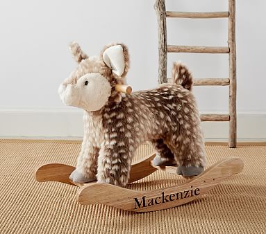 Plush Rockers, Rocking Horses & Animal Rockers | Pottery Barn Kids Country Baby Boy Nursery, Mountain Room, Fawn Nursery, Fawn Plush, Elephant Pottery, Woodlands Nursery, Baby Boy Nursery Woodland, Country Nursery, Animal Adventures