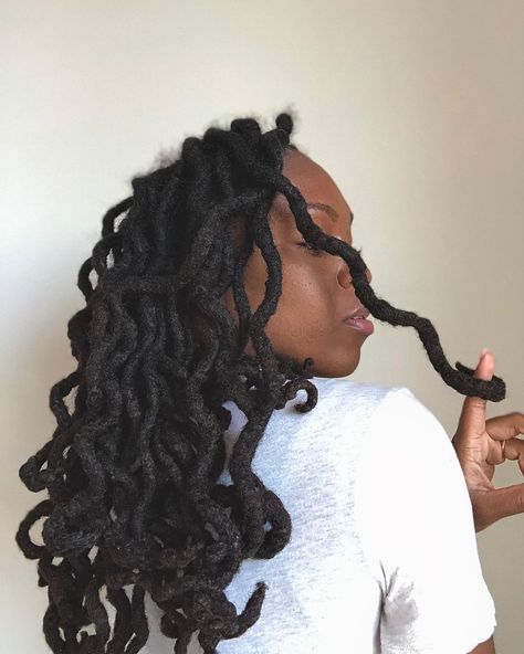 4 Months Loc Journey, Loc Styles Thick Locs, Loc Cornrow Styles, Long Thick Locs, Loc Curls Styles, Thick Locs Styles, Curl Locs, Curled Locs, Large Locs