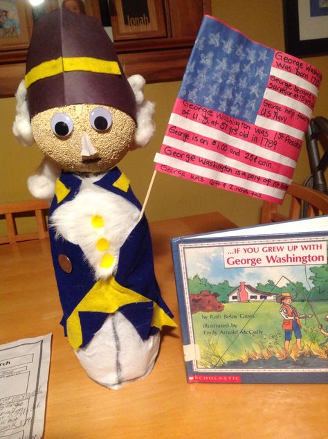 George Washington Biography Bottle George Washington Bottle Buddy, Korean Bottle, George Washington Craft, Autobiography Project, Bottle Dolls, Biography Report, Bottle Doll, Bottle Buddy, Book Report Projects