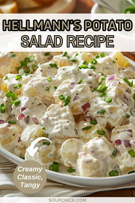 Hellmann’s Potato Salad Recipe Mayonnaise Potato Salad Recipe, Mayo Based Potato Salad, Helmand Potato Salad, Potato Salad With Mayonnaise, Grandmas Potato Salad Recipe, Hellmans Potato Salad Recipe, Small Potato Salad Recipe, Best Creamy Potato Salad, Potato Salad Dressing Recipe Mayonnaise