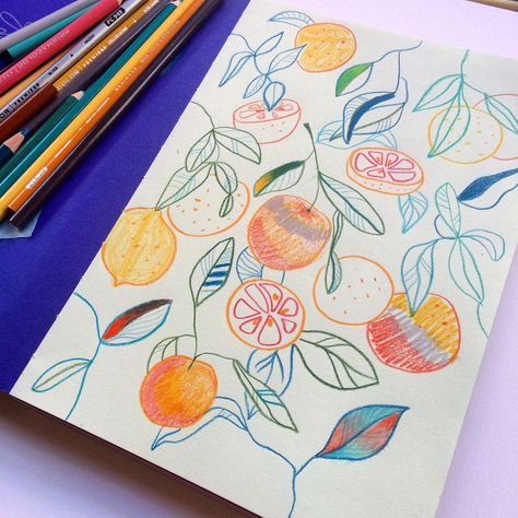 Colored Pencil Illustration Simple, Colouring Pencils Drawing, Watercolor Pencil Illustration, Colourful Pencil Art, Pencil Colour Illustration, Coloured Pencil Sketchbook, Watercolor Pencil Art Ideas Inspiration, Watercolor And Pencil Art, Colour Pencil Doodle