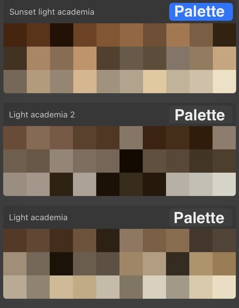 Color Palette For Shading, Color Pallettes Aesthetic Ibis Paint, Light Academia Color Pallete, Light Academia Pallete, Color Palette Light Academia, Color Palette Academia, Academia Aesthetic Color Palette, Light Academia Drawing, Ibis Paint Color Palette Aesthetic