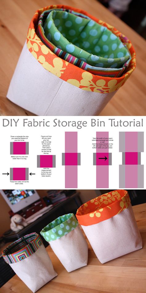 Rectangle Fabric Bin Tutorial Cloth Baskets Storage, How To Make Fabric Baskets, Small Fabric Baskets Free Pattern, Round Fabric Baskets Diy Free Pattern, Fabric Basket Tutorial Free Pattern, Fabric Bins Diy Free Pattern, Fabric Baskets Diy, Square Crochet Basket Pattern, Fabric Baskets Diy Free Pattern