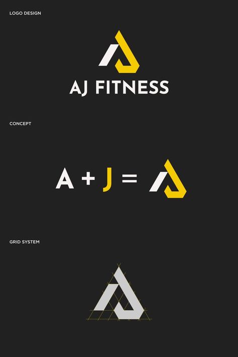 Hi! This logo design is for a personal fitness trainer AJ. I'd like you to share your thoughts about the logo design. Peace ✌️ #logo #design #fitness #gym #branding #aj Fitness Logos Ideas, All Logo Design, Sportswear Branding Design, Personal Training Logo Design, Gym Logos Ideas, Athletic Logo Design Inspiration, Personal Trainer Brand Identity, Fitness Center Logo, Logo And Branding Design