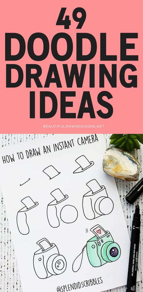 Easy Drawings For Beginners Aesthetic, Doodle Art Journals Cute, Travel Doodles Step By Step, Simple How To Draw Step By Step, Draw Step By Step For Beginners, Camera Doodle Simple, Easy Doodle Tutorials Step By Step, Sticker Drawing Ideas Easy Simple, How To Draw Cute Things Step By Step