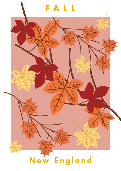 Fall - New England Do you live in beautiful New England? Or know someone who dreams of going on an autumnal roadtrip? Or maybe you're decorating for fall and Halloween? This print would make the perfect addition to the home of any lover of the Fall season. A beautiful print showcasing what New England is best known for - the autumnal foliage! We can assure you this print really adds some cosiness to a room. Our print is available as a printable digital download in A3, A4 and A6 sizes - easy to p Fall Wall Pictures, Halloween Poster Prints, Autumn Wall Decorations, Autumn Prints Art, Aesthetic Fall Posters, Fall Framed Art, Fall Posters For Room, Halloween Digital Products, Fall Posters Autumn