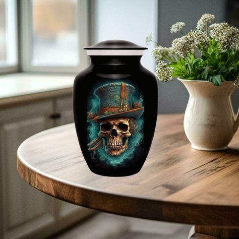 Skull Cremation Urn For Ashes, dventurous Spirit Memorial with Custom Options For Human Remains, Engraved Embrace Skull Urn for Human Ashes Human Remains, Urn For Ashes, Custom Memorial, Human Ashes, Dark Gothic, Cremation Urns, Cemetery, Art Collection, Pet Supplies