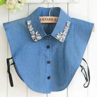 Fake Collar Outfit, False Collar, Creative Women, Denim Pattern, Fake Collar, Half Shirts, Detachable Collar, Denim Patterns, Women's Casual Style