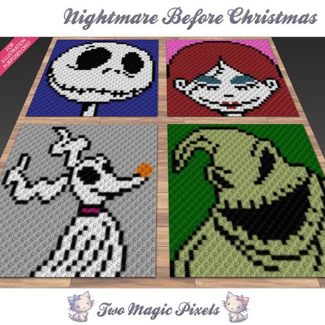 Nightmare Before Christmas crochet blanket pattern; c2c, cross stitch; graph; pdf download; no written counts or row-by-row instructions by TwoMagicPixels, $4.99 USD Nightmare Before Christmas Crochet Blanket, Christmas Crochet Blanket Pattern, Nightmare Before Christmas Crochet, Cross Stitch Graph, Tunisian Simple Stitch, Crochet C2c Pattern, Christmas Crochet Blanket, Simple Stitch, Graph Crochet