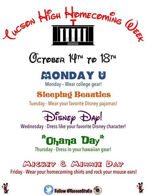 Disney Homecoming, Pep Rally Themes, School Spirit Ideas Pep Rally, Spirit Week Ideas, Spirit Weeks, Spirit Week Themes, Stuco Ideas, Spirit Day Ideas, Rally Idea