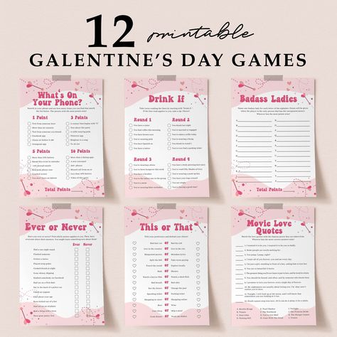 Galentines Party Printables, Galentines Party Games For Teens, Games To Play At Galentines Party, Galentines Board Game, Galentines Brunch Games, Galentines Party Activity, Women’s Day Ideas, Galentines Party Activities Games, Galentines Game Ideas Girls Night