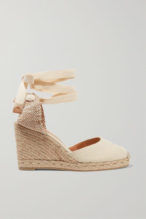 Carina 80 canvas wedge espadrilles | Net-a-Porter (US) Alighieri Necklace, Castaner Espadrilles, Floaty Dress, London Dress, Wedge Espadrilles, Wedges Style, Womens Summer Shoes, French Women, Comfortable Heels