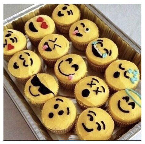 #cute #food #cake #bakery #emoji #silly #cupcakes #food #desert #aesthetic Cupcake Emoji, Bday Cupcakes, Emoji Cupcakes, Emoji Cake, Emoji Birthday Party, Cupcake Images, Cupcake Cake Designs, Emoji Birthday, Emoji Party