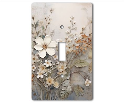 Tasteful, Decorative Acrylic or Hardboard Light Switch and Electrical Outlet Covers Wildflowers With 3D LOOK - Etsy Cool Light Switch Covers, Electric Outlet Covers, Light Switch Covers Diy, Wall Outlet Covers, Decor Stairs, Decorative Light Switch Covers, Electrical Outlet Covers, Tree House Plans, Furniture Flips