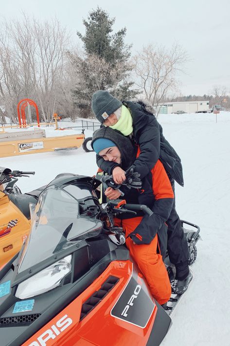 Snowmobile Couple Pics, Couple Snowmobile Pictures, Snowmobile Couple, Snowmobile Aesthetic, Snowmobiling Girl, Snowmobile Girl, Relatable Relationship, Country Couples, Snow Trip