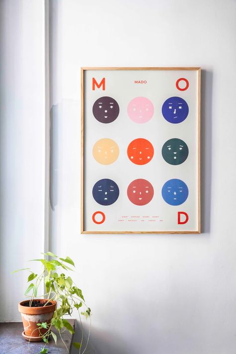 MADO Nine Moods poster, 50 x 70 cm Paper Collective, Feelings Chart, Kids Mood, Different Feelings, You Are The World, Goods And Services, Kid Room Decor, Madonna, Graphic Illustration