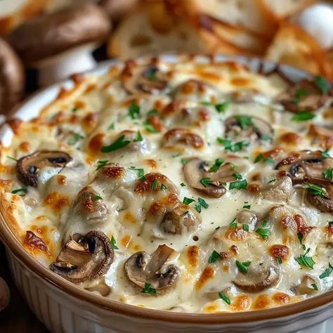 Stuffed Mushroom Dip Side Dishes For Fall Party, Football Food Dips, Best Fall Party Dips, Stuffed Mushroom Dip Appetizer Recipes, Halloween Stuffed Mushrooms, Stuffed Mushroom Recipes Healthy, Mushroom Dip Cream Cheese, Cream Cheese Recipes Dip Appetizers, Fall Dip Recipes Savory