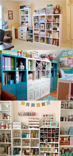 21 great ways to completely organize your workshop or craft room: how to best utilize pegboards, shelving, closet and wall spaces, and much more! Craft Room Ideas, Dream Craft Room, Craft Room Design, Scrapbook Room, Workshop Organization, Bedroom Renovation, Office Crafts, Hobby Room, Creative Storage