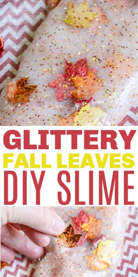 Thanksgiving Slime, Fall Slime, Cheap Fall Crafts For Kids, Easy Slime Recipe, Easy Fall Crafts, Glitter Slime, Autumn Activities For Kids, Thanksgiving Diy, Fall Theme