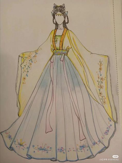 Top Drawings Sketch, Korean Dress Drawing, Chinese Traditional Dress Drawing, Chinese Dress Drawing, Kimono Sketch, Hanfu Drawing, Kimono Illustration, Hanbok Drawing, Dress Drawing Easy