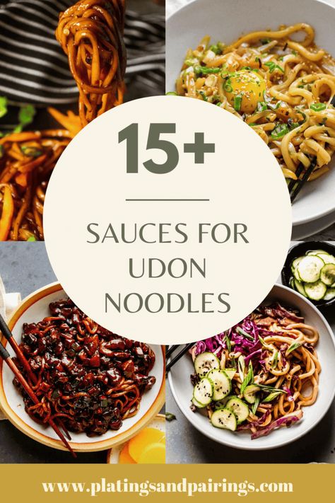 15+ Sauces for Udon Noodles (with Easy Recipes!) Authentic Udon Noodle Recipe, Best Asian Noodle Sauce, Udon Bowl Recipe, Udon Noodle Stir Fry Sauces, Asian Sauce Recipes Noodles, Korean Noodle Sauce, Best Udon Noodle Recipe, Udon Pasta Recipe, Udon Noodles Vegetarian