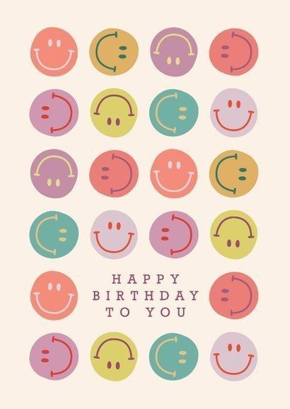 Happy Bday Message, Happy Birthday Retro, Happy Birthday Smiley, Smiley Party, Happy Bday Wishes, Birthday Smiley, Happy Birthday Illustration, Smiley Happy, Happy Birthday Vintage