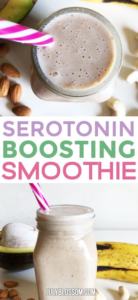 Migraine Smoothie Recipes, Foods That Boost Seratonin, Serotonin Boosters Food, Foods That Boost Serotonin, Food For Serotonin, Serotonin Diet, Healing Smoothie Recipes, Brain Booster Smoothie, Boost Seratonin