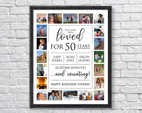 You Have Been Loved For 50 Years, 50th Birthday Photo Collage, 50th Birthday Sign, Birthday Party Sign, Birthday Gift Sign Anniversary Collage, Birthday Photo Collage, Collage Foto, Birthday Collage, 60 Wedding Anniversary, Photo Collages, 80th Birthday Gifts, Party Sign, You Are Loved