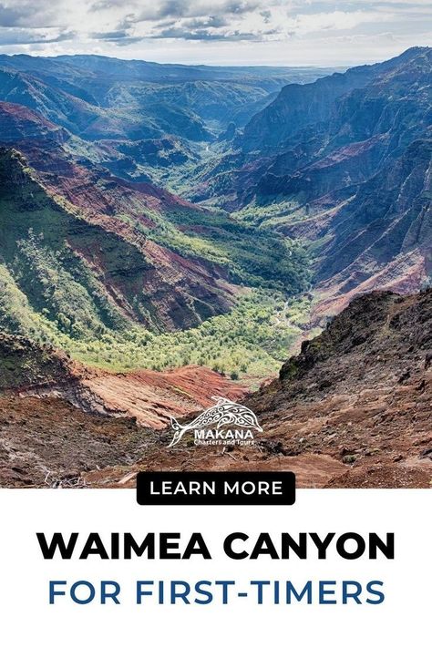 We've made planning your adventure to Waimea Canyon easy with this essential guide to make this amazing Kauai thing to do even better. Discover scenic lookouts, great Kauai hiking trails and what you need to bring and remember as you head to Waimea Canyon State Park. Grab your guide now so you can add this Kauai thing to do to your sight-seeing itinerary and Kauai hiking bucket list! | hawaii hikes Kauai Hawaii Hiking, Kauai Hawaii Honeymoon, Hiking Bucket List, Kauai Things To Do, Kauai Map, Kauai Hiking, Kauai Activities, Hawaii Trip Planning, Kauai Resorts