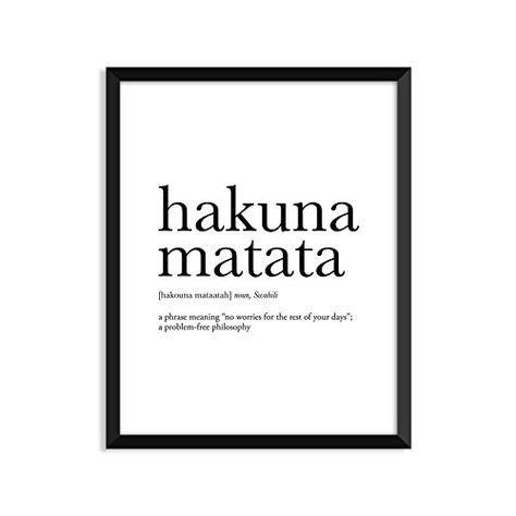 Hakuna Matata Definition, Office Decor Minimalist, Phrase Meaning, Definition Poster, Funny Definition, Dorm Wall Art, College Dorm Room Decor, Poster Funny, Dictionary Art Print