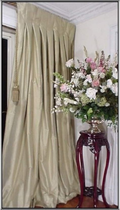 SPRING SALE Our Sage Silk taffeta Drapes Are Lined in 100% Cotton and Interlined With Cotton Flannel the Sheen of the Fabric is Magical - Etsy Silk Drapes Living Room, Yul Brenner, Taffeta Curtains, London Shades, Door Drapes, Drapery Treatments, Faux Silk Curtains, Extra Long Curtains, Elegant Draperies