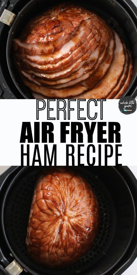 Air Fryer Glazed Ham, Air Fryer Spiral Ham, Ham Recipes Air Fryer, Ham In Airfryer, Sliced Boneless Ham Recipes, Cooking Small Ham In Air Fryer, Air Fryer Ham Slices, Baked Ham In Air Fryer, Pre Cooked Ham In Air Fryer