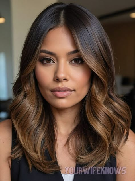 30 Shades of Ombré: A brunette's Journey to Bright Hair Ombre Bob Hair Brown, Ombré Dark Hair, Partial Lowlights For Brunettes, Highlights For Medium Length Hair, Ombre Hair Caramel, Ombre Hair Brunette, Ombre Hair Color For Brunettes, Caramel Ombre Hair, Medium Brunette Hair