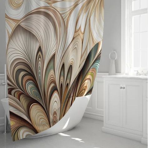 Bless international Yesmin Abstract Shower Curtain | Wayfair Cozy Cottage Kitchen, Ruffle Shower Curtains, Abstract Shower Curtain, Vinyl Liners, Cotton Shower Curtain, Unique Shower Curtain, Bathroom Accessory Set, Fabric Shower Curtains, Water Repellent Fabric